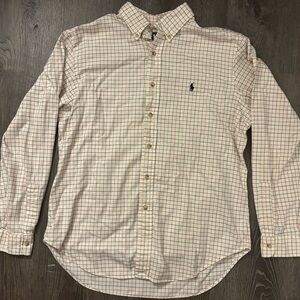 Ralph Lauren Men's Beige Plaid Button-Down Shirt